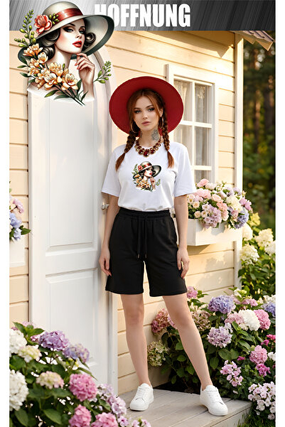 HOFFNUNG Unisex Casual Short Sleeve Set with Black Drinks Print Outdoor Sprin...