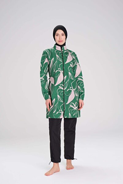 Nehar Set de costume de baie cu hijab complet, 3 piese, țesute, verzi, cu mod...