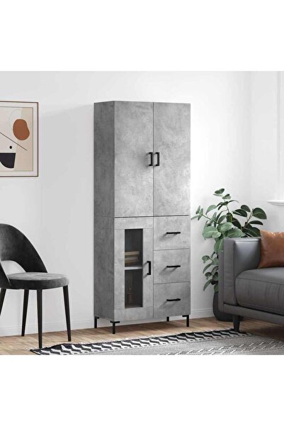Concept Dulap înalt, gri beton, 69,5x34x180, lemn compozit