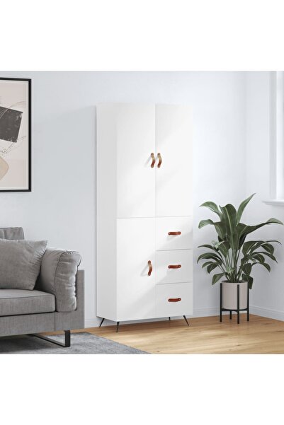Concept Dulap înalt, alb, 69,5x34x180 cm, lemn compozit