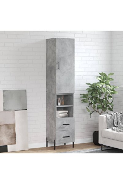 Concept Dulap înalt, gri beton, 34,5x34x180 cm, lemn prelucrat