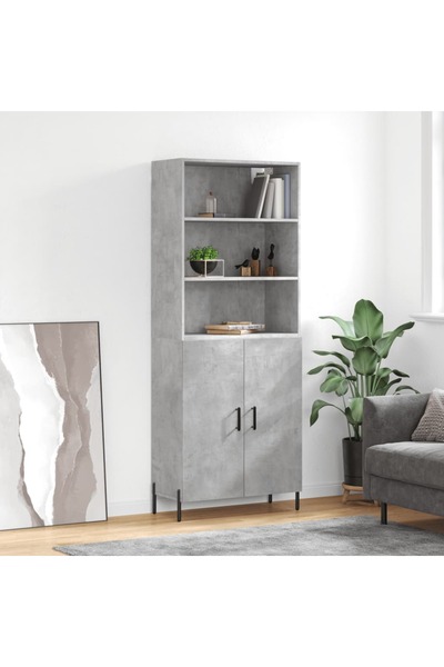 Concept Dulap înalt, gri beton, 69,5x34x180, lemn compozit