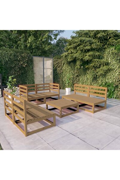 Concept Set mobilier de grădină, 7 piese, maro miere, lemn masiv de pin