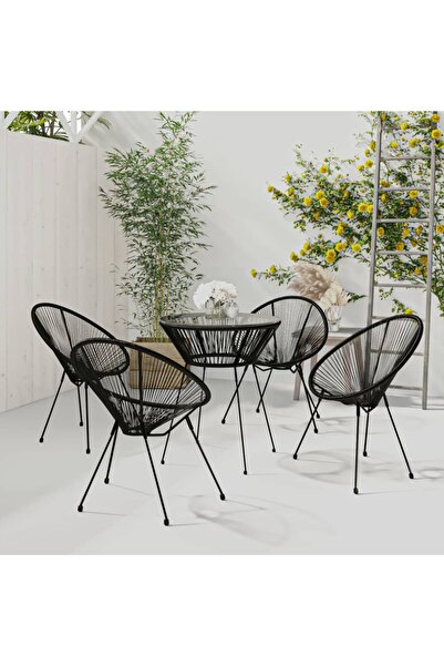 Concept Set mobilier de exterior, 5 piese, negru, ratan PVC