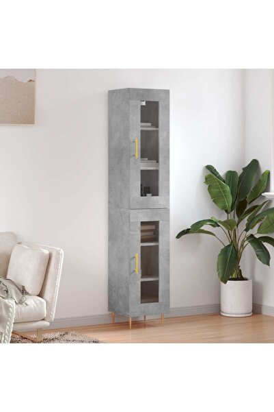 Concept Dulap înalt, gri beton, 34,5x34x180 cm, lemn prelucrat