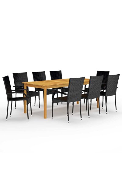 Concept Set mobilier de grădină, 9 piese, negru