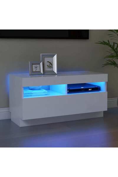 Concept Comodă TV cu lumini LED, alb, 80x35x40 cm