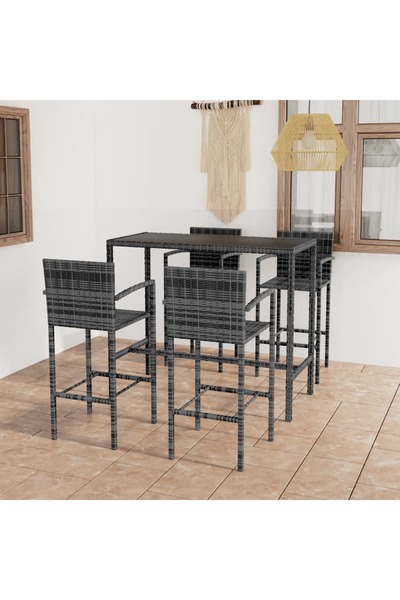 Concept Set mobilier bar de grădină, 5 piese, gri, poliratan