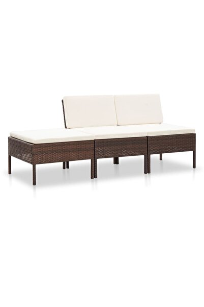 Concept Set mobilier de grădină cu perne, 3 piese, maro, poliratan