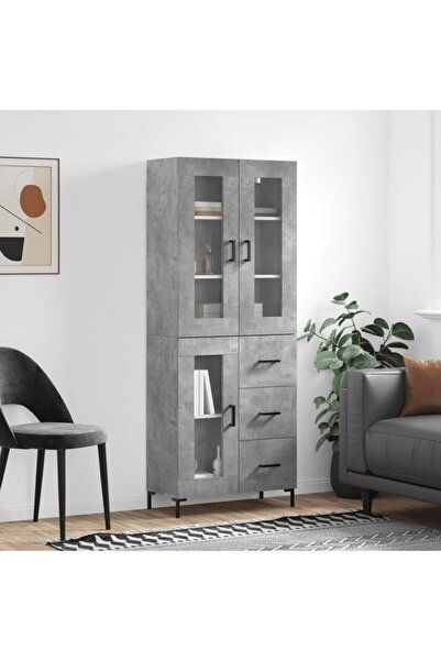 Concept Dulap înalt, gri beton, 69,5x34x180, lemn compozit