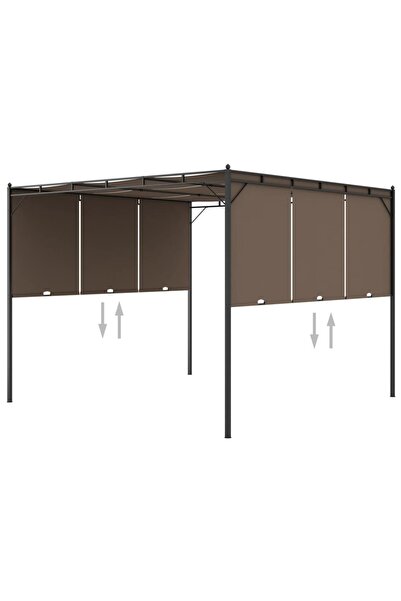 Concept Pavilion de grădină cu perdea laterală, gri taupe, 3x3x2,25 m