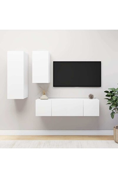Concept Set dulapuri TV, 4 piese, alb, PAL