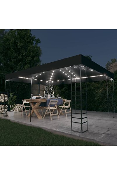 Concept Pavilion cu șir de lumini LED, antracit, 3x4 m