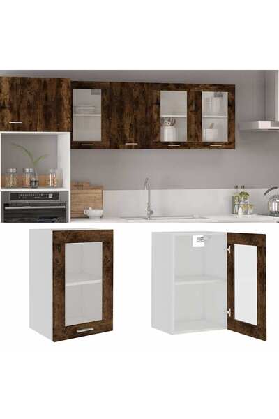 Concept Dulap suspendat cu sticlă, stejar fumuriu, 40x31x60 cm lemn