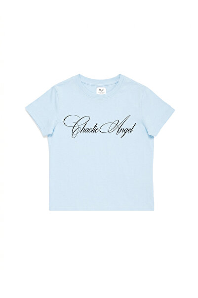 WHITE OF CREATIVE Kadın Chaotic Angel Yazılı Baskılı Baby Tee