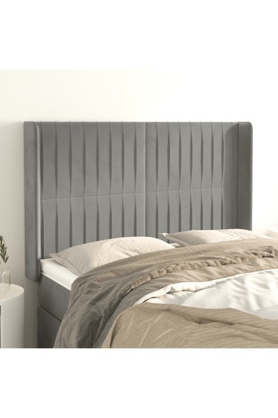 Concept Tăblie de pat cu aripioare gri deschis 147x16x118/128cm catifea