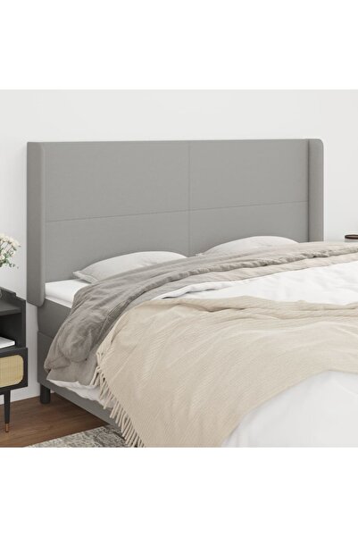 Concept Tăblie de pat cu aripioare gri deschis 163x16x118/128 cm textil