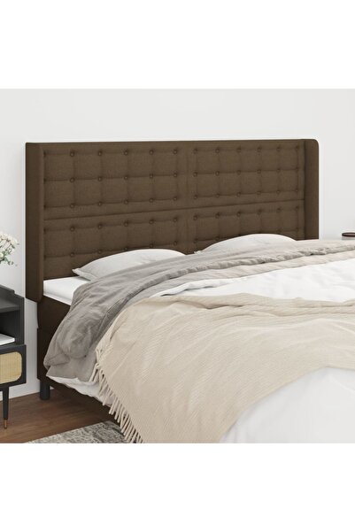 Concept Tăblie de pat cu aripioare maro închis 163x16x118/128 cm textil