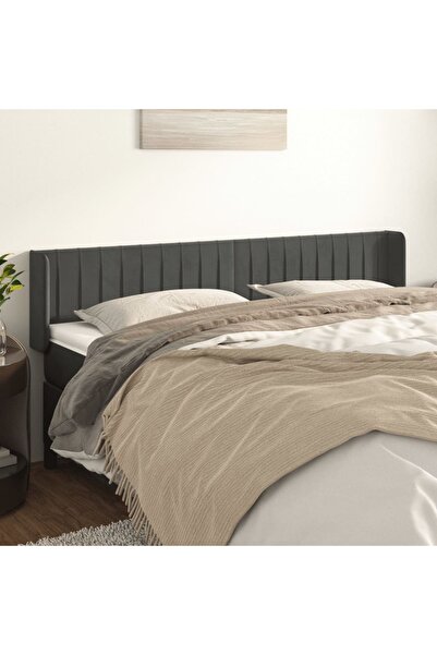 Concept Tăblie de pat cu aripioare gri închis 163x16x78/88 cm catifea