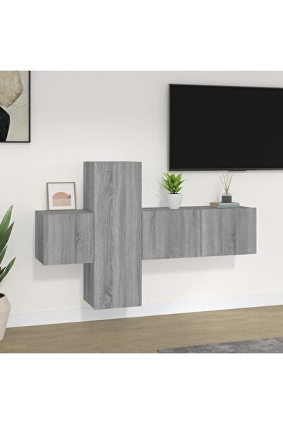 Concept Set dulap TV, 3 piese, gri sonoma, lemn prelucrat