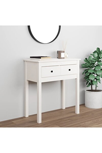 Concept Masă consolă, alb, 70x35x75 cm, lemn masiv de pin
