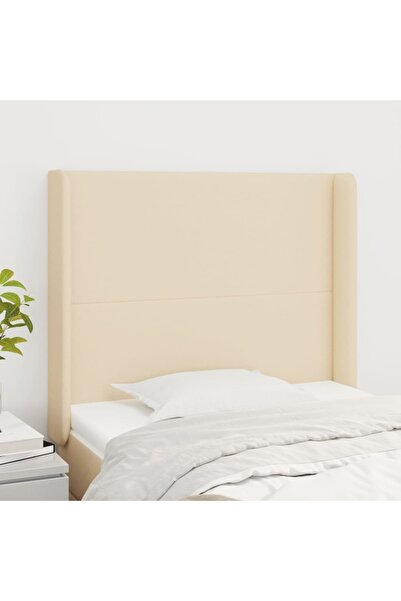 Concept Tăblie de pat cu aripioare, crem, 83x16x118/128 cm, textil