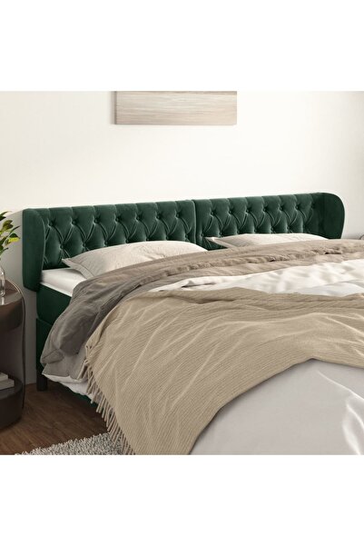 Concept Tăblie de pat cu aripioare verde închis 183x23x78/88 cm catifea