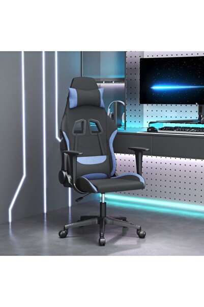 Concept Scaun de jocuri, negru și albastru, textil