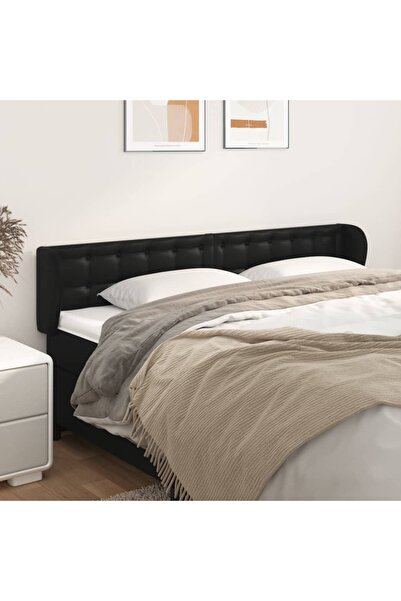 Concept Tăblie de pat cu aripioare negru 183x23x78/88cm piele ecologică