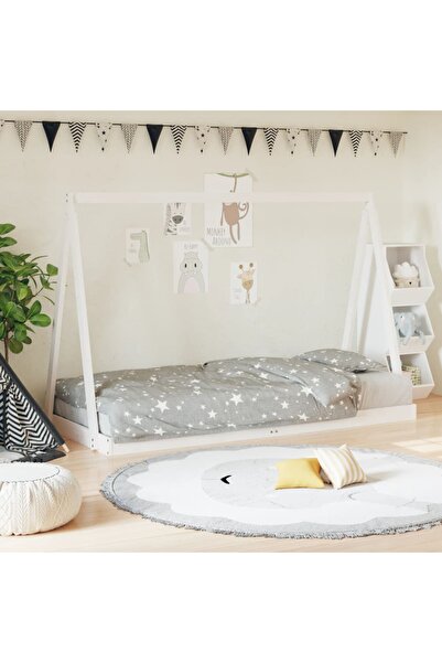 Concept Cadru de pat pentru copii, alb, 90x200 cm, lemn masiv de pin