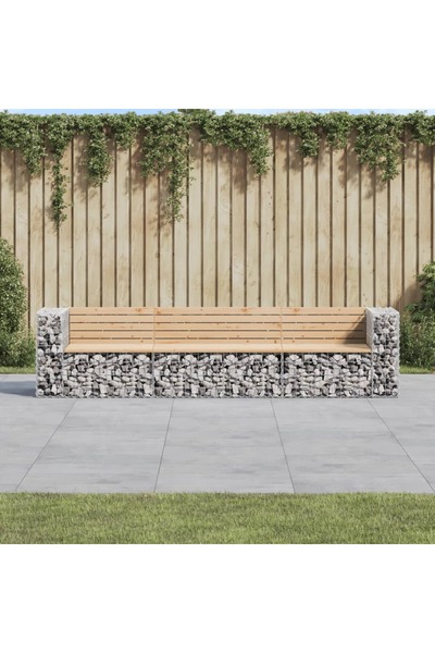 Concept Bancă de grădină, design gabion, 287x71x65,5cm, lemn masiv pin