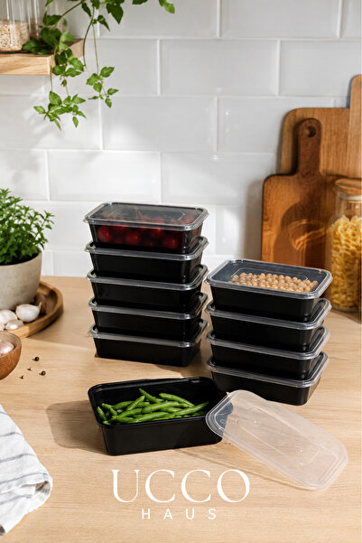 UCCO 750 ml Freezer and Microwave Storage Container with Lid - 10 Pieces - Meat, Ground Meat, Food, Salad Refrigerator Organizer