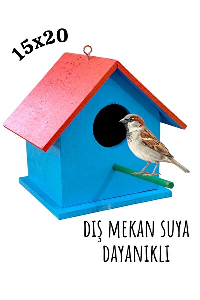 değerli hobi Wooden Bird Nest Bird House Outdoor Water Resistant 15x15x20 Cm
