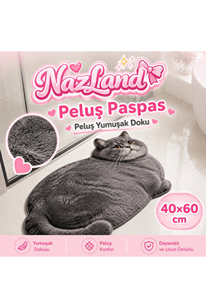GrandmasHandmade Şişman Kedi Şekilli Peluş Kedi Paspası – Yumuşak Dekoratif H...