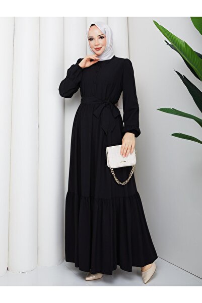 ESLEMNUR Dress || belted || shirt collar || fluffy