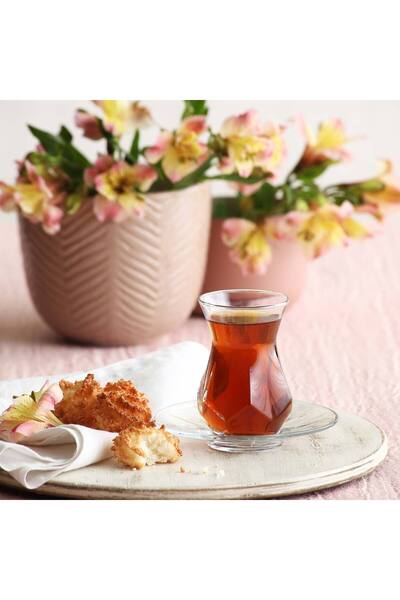LAV Alya Cam Çay Seti 6 Kişilik 165 ml (6 Çay Bardağı, 6 Çay Tabağı)