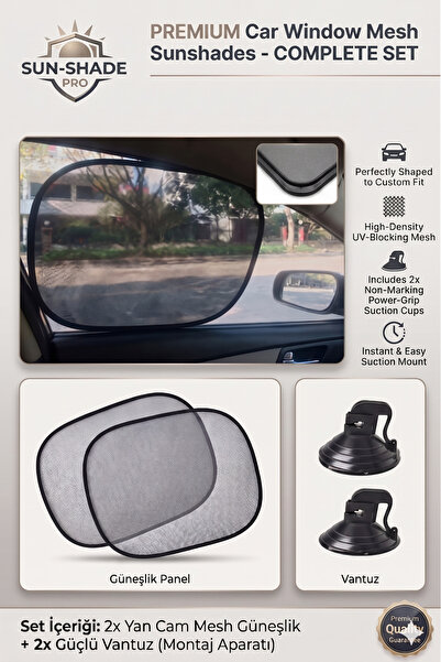 Autobase Araba Yan Cam Perdesi Güneş Önleyici Araç İçi Güneşliği 44x38 cm Van...