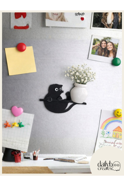 Dailyboo Creates Kedi Bıyığı Toplayıcı Magnet-Vazolu Buzdolabı Süs-2 Renkli K...