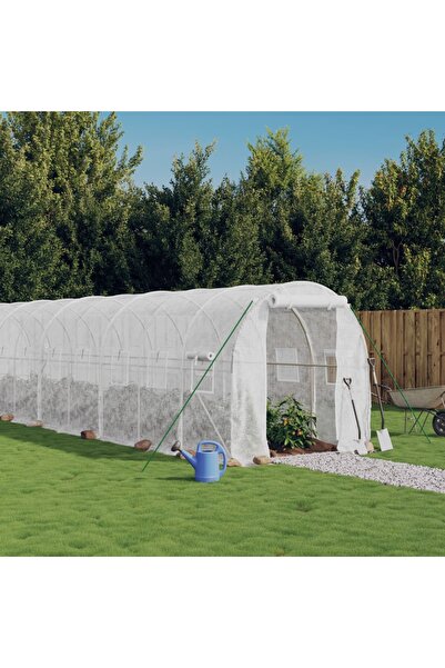 Concept Seră cu cadru din oțel, alb, 28 m², 14x2x2 m