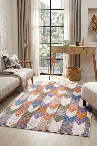 Raschel Carpet Μοντέρνα, πολύχρωμη, ειδική σειρά Bohemian που πλένεται και δε...