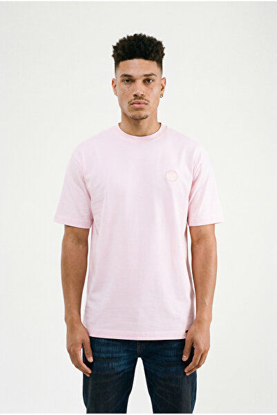 Machinist Tricou oversize brodat cu logo pentru bărbați, roz
