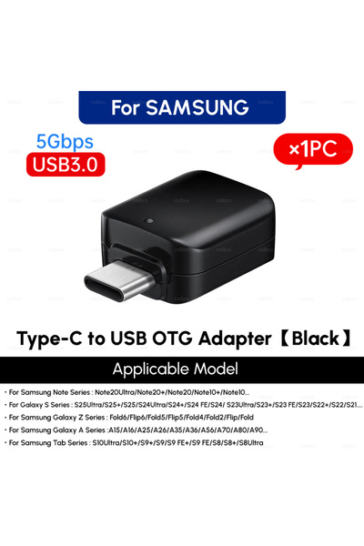 Samsung Black 1pc Original Type C To USB OTG Adapter Usb-A Data Transfer Conn...