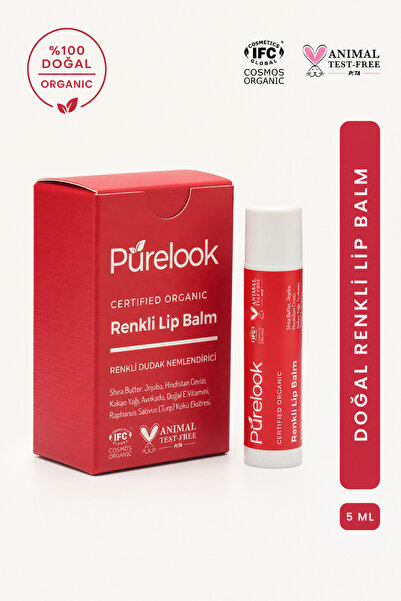 purelook Organik Renkli Dudak Balmı 5 ml | Doğal Renk ve Yoğun Bakım