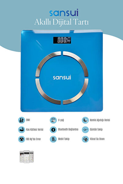 SANSUI Akıllı Dijital Tartı Mavi