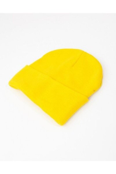 eleven market Folded Basic Knit Beanie Yellow Beanie