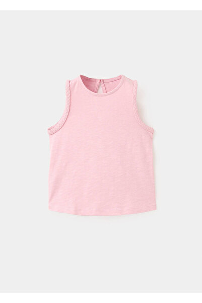 MANGO Baby Pamuklu örgü detaylı t-shirt