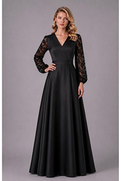 SERAVENZA COUTURE Maxi Boy Portable Belted Sleeve Lace Detailed Stylish Event...