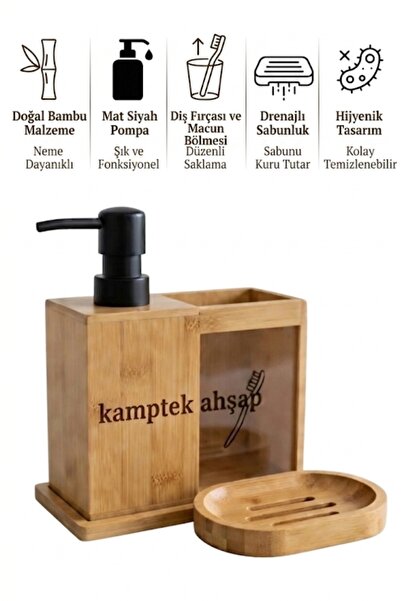 kamptek kamp teknolojisi Set organizator de baie Kamptek din lemn de bambus -...