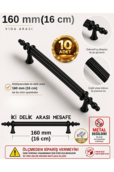 Ulaş Hırdavat Polavit 160 mm plastic dur negru 10 bucăți de mobilier, dulapur...