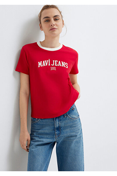Mavi Logo Printed Red T-Shirt Slim Fit / Narrow Cut 1613886-86417